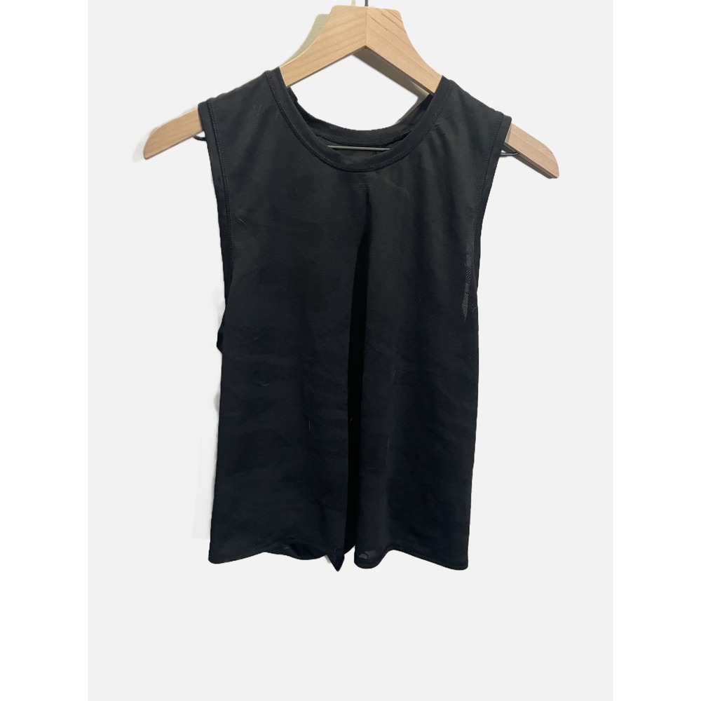 X by Gottex Tank Top Womens Medium Black Camo Mesh Tie Back Activewear Gym Yoga - Picture 2 of 5